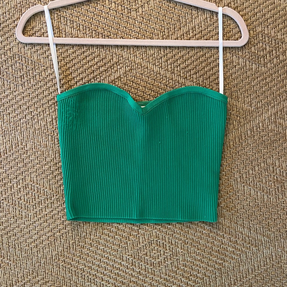 Aritzia ribbed sweetheart neck green tube top in size small!
